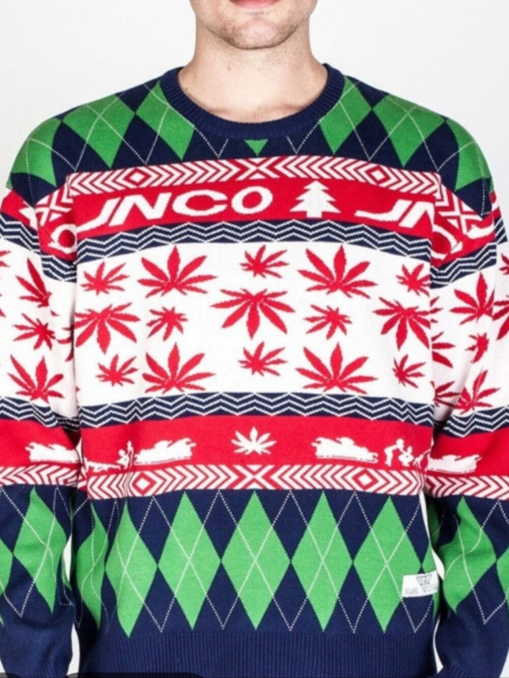 JNCO Green & Red  Crewneck Sweater Sz S